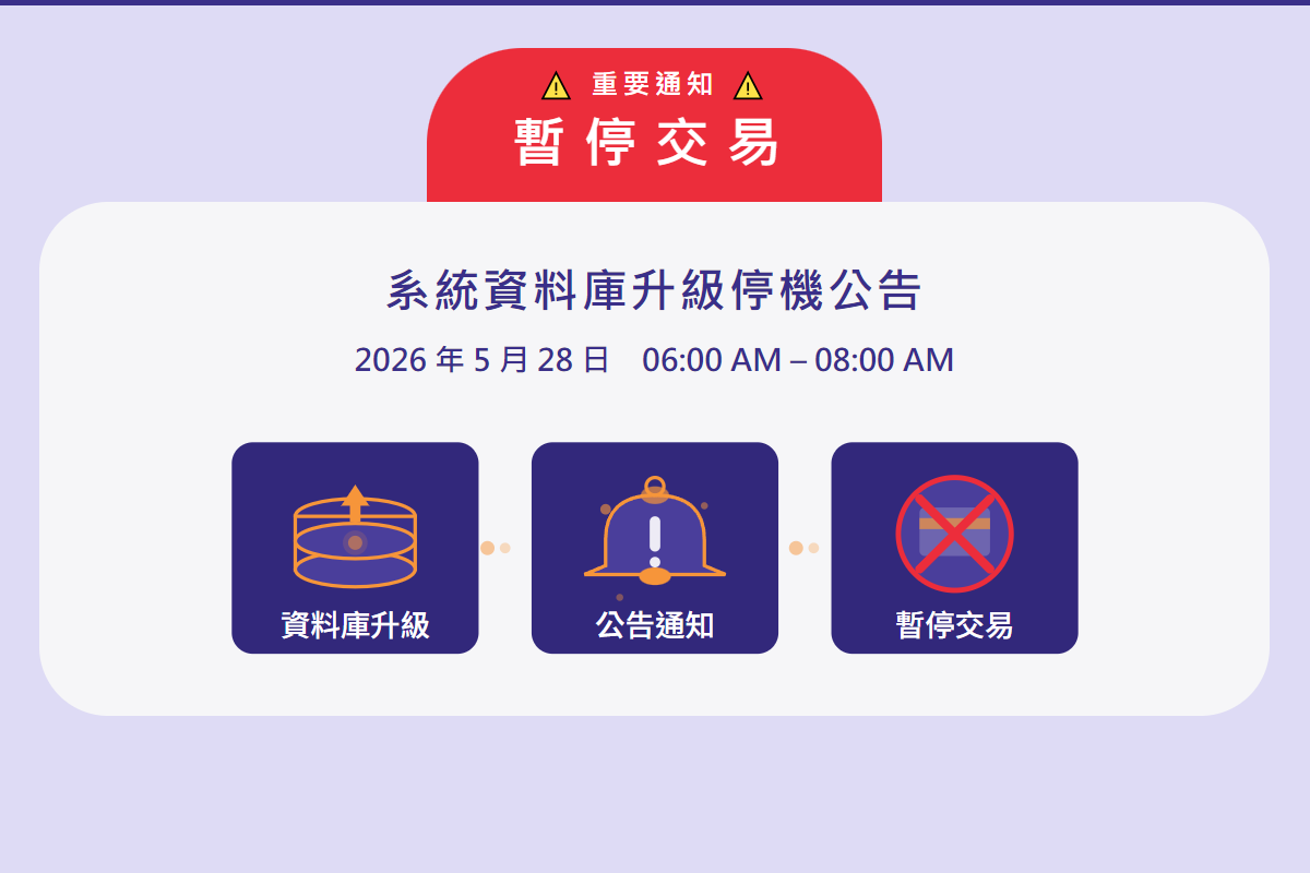 【重要通知】系統資料庫升級停機公告